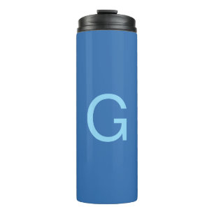 Initial Letter Monogram Steel Blue Custom Plain Thermal Tumbler