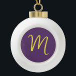 Initial Letter Monogram Stylish Indigo Yellow Ceramic Ball Christmas Ornament<br><div class="desc">Would you like to own a product with the initials of your name? It is very simple,  aesthetic and attractive.</div>
