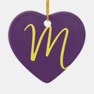 Initial Letter Monogram Stylish Indigo Yellow Ceramic Tree Decoration