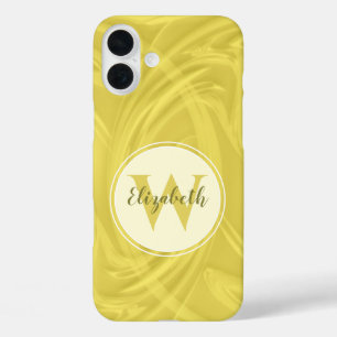 Initial Letter Monogram Yellow Shadows Texture iPhone 16 Plus Case