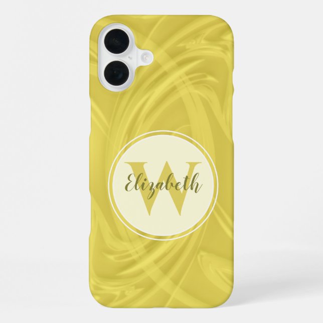 Initial Letter Monogram Yellow Shadows Texture iPhone Case (Back)
