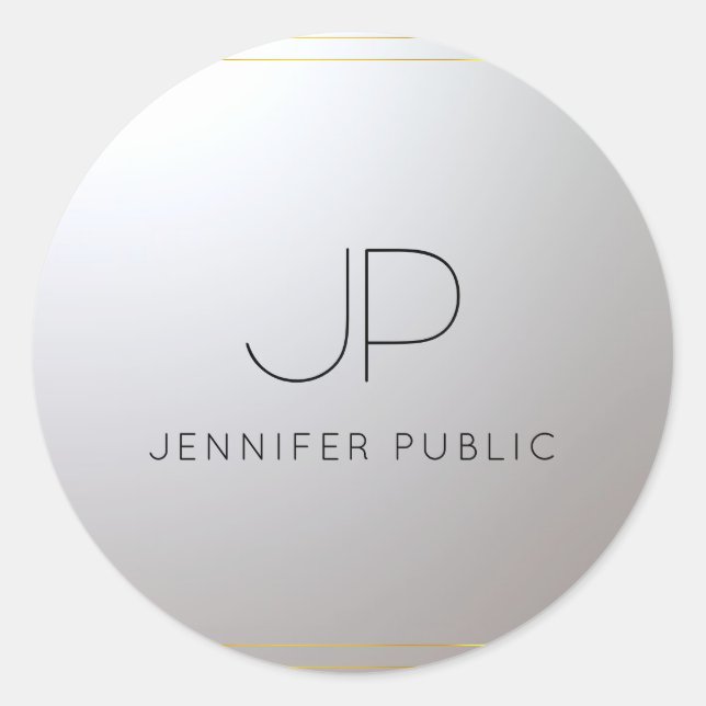 Initial Letter Monogrammed Gold Silver Template Classic Round Sticker (Front)