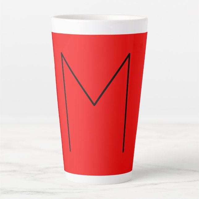 Initial Letter Monogrammed Modern Minimalist Red Latte Mug (Front)