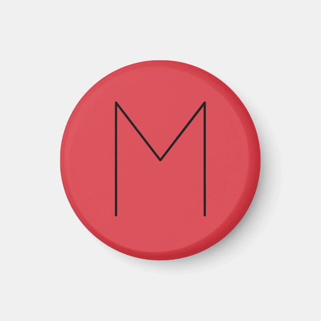 Initial Letter Monogrammed Modern Minimalist Red Magnet (Front)