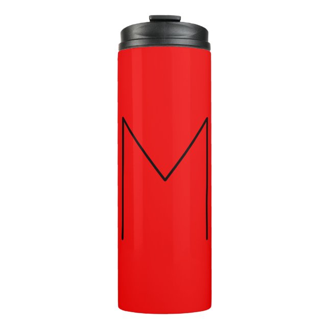 Initial Letter Monogrammed Modern Minimalist Red Thermal Tumbler (Front)