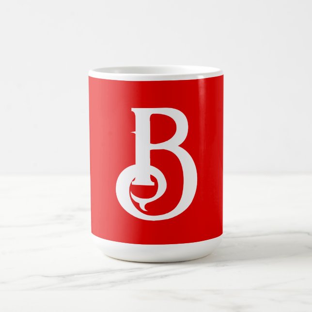 Initial Letter Monogrammed Red White Classical Coffee Mug (Center)