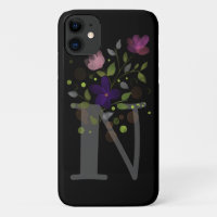 Initial Letter N Plus Floral Design