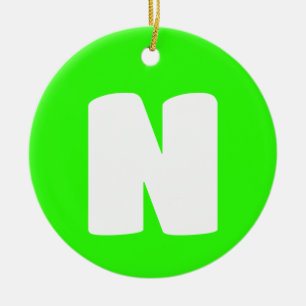 Initial Letter   Neon Green Trendy Modern Ceramic Tree Decoration