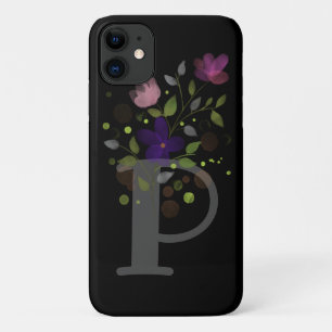 Initial Letter P Plus Floral Design Case-Mate iPhone Case