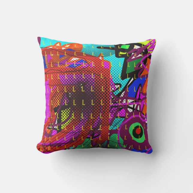 initial letter pattern on colourful abstract outdoor cushion (Front)