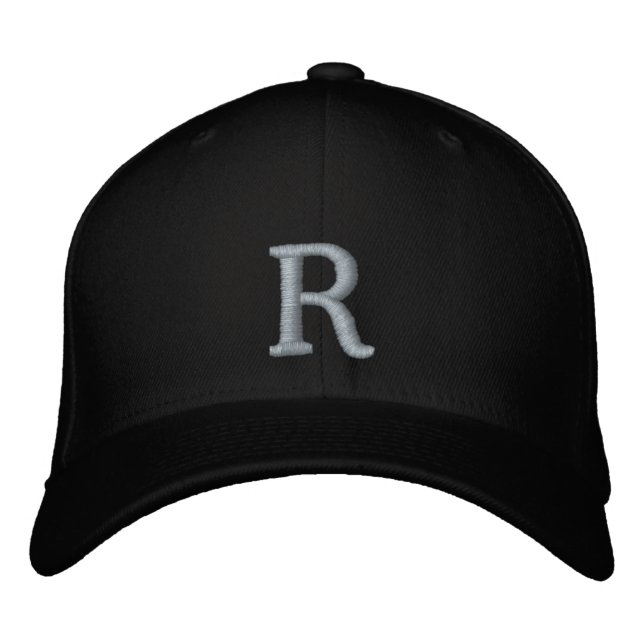 Initial Letter R  Embroidered Hat (Front)