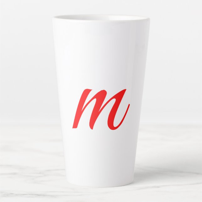 Initial letter red monogram professional modern  latte mug (Front)