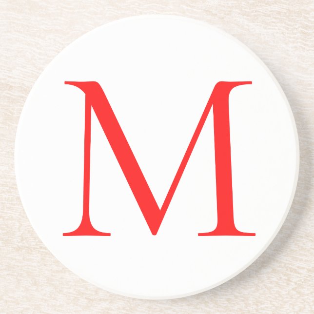Initial letter red white monogrammed professional coaster (Front)