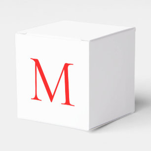 Initial letter red white monogrammed professional favour box