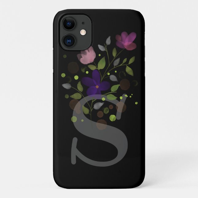 Initial Letter S Plus Floral Design Case-Mate iPhone Case (Back)