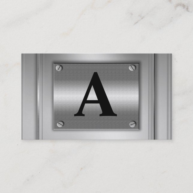 Initial Letter Silver Metal Business Cards (Front)