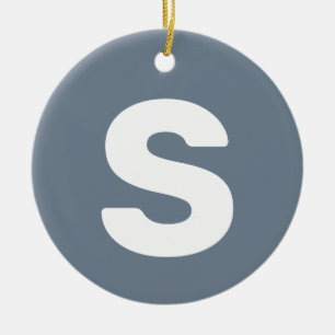 Initial Letter   Slate Grey Simple Elegant Ceramic Tree Decoration