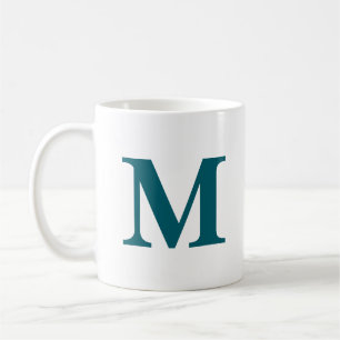 Initial Letter Teal Monogram Modern Coffee Mug