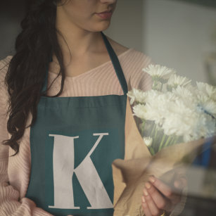 Initial Letter   Teal Monogram Modern Stylish Cool Apron