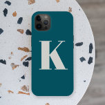 Initial Letter | Teal Monogram Modern Stylish Cool iPhone 15 Case<br><div class="desc">Simple,  stylish custom initial letter monogram phone case in modern minimalist typography in putty grey on teal blue. A perfect custom gift or accessory with a personal touch!</div>