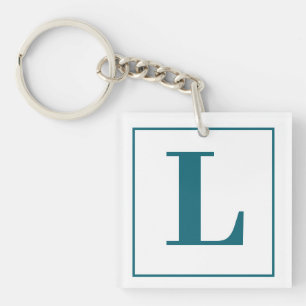 Initial Letter   Teal Monogram Modern Stylish Cool Key Ring