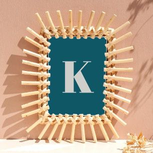 Initial Letter Teal Monogram Modern Stylish Cool Poster