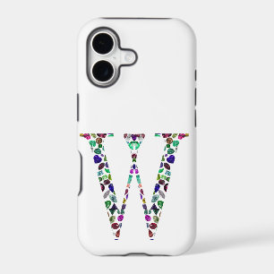 Initial Letter W Gemstone Design