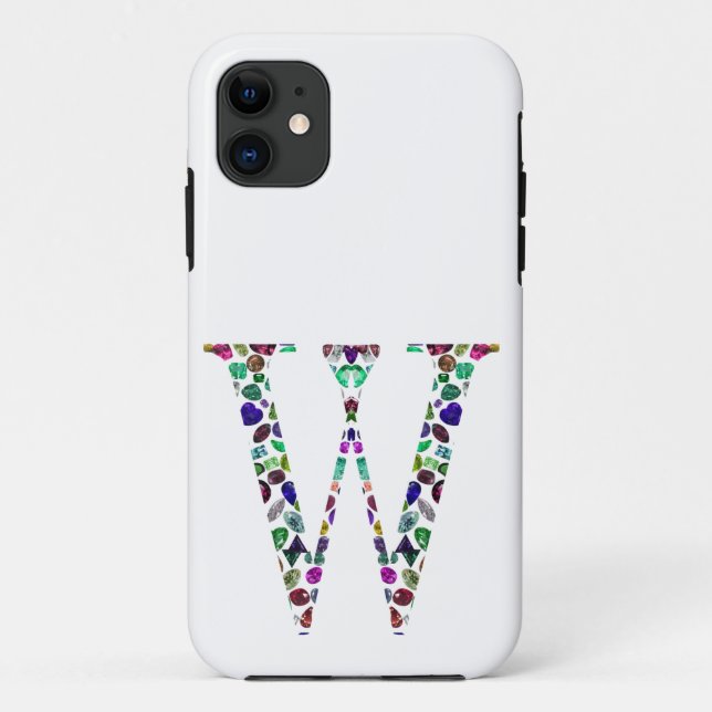 Initial Letter W Gemstone Design Case-Mate iPhone Case (Back)