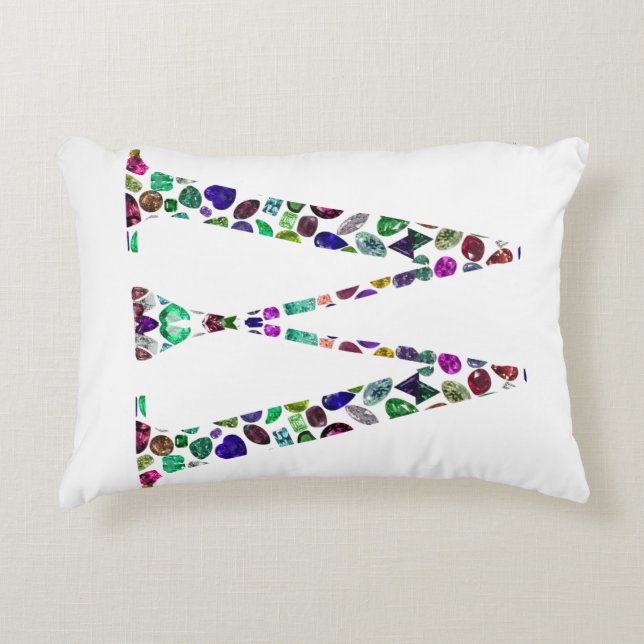 Initial Letter W Gemstone Design Decorative Cushion (Front)