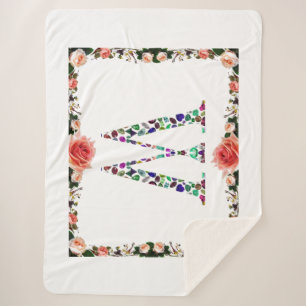 Initial Letter W Gemstone Design Sherpa Blanket