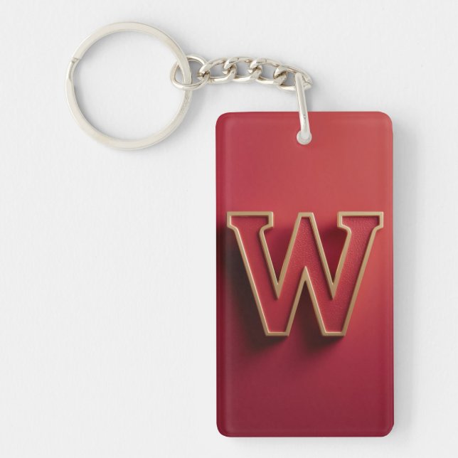 Initial letter W red monogram  Key Ring (Front)