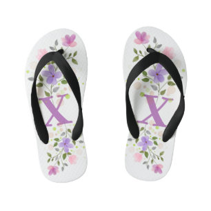 Initial Letter X Plus Floral Design Kid's Jandals