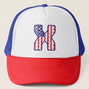 INITIAL LETTER X US/US STARS TRUCKER HAT