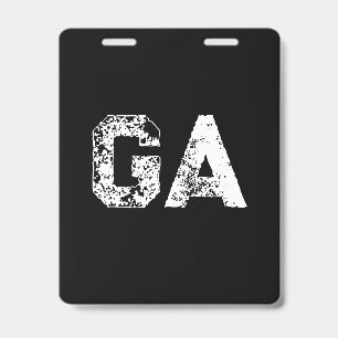 Initial Letters Monogram Black White Plain Simple ID Badge
