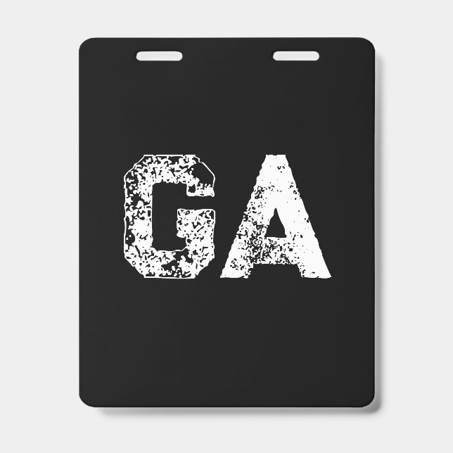 Initial Letters Monogram Black White Plain Simple ID Badge (Front)