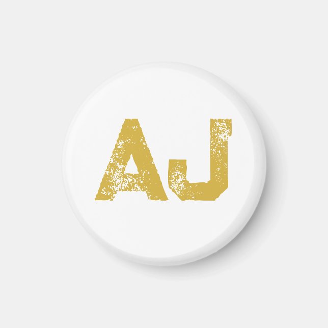 Initial Letters Monogram Gold Colour Plain Simple Magnet (Front)