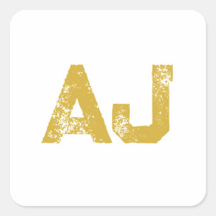 Initial Letters Monogram Gold Colour Plain Simple Square Sticker