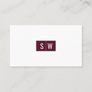 Initial Logo Minimal Modern Sleek Burgundy Business Card