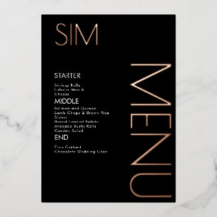 Initial Logo Wedding Pressed Rose Gold Menu Cards