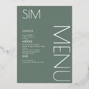 Initial Logo Wedding Pressed Silver Menu Cards