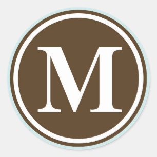 Initial M monogram circle letter seal party favour