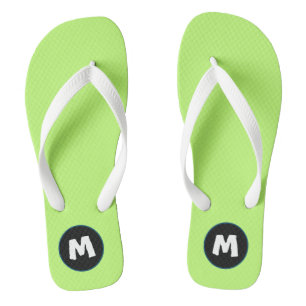 Initial Modern neon l Bright green for teen Jandals