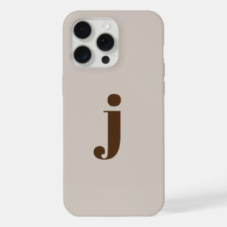 Initial Modern Simple Monogram Beige iPhone 15 Pro Max Case