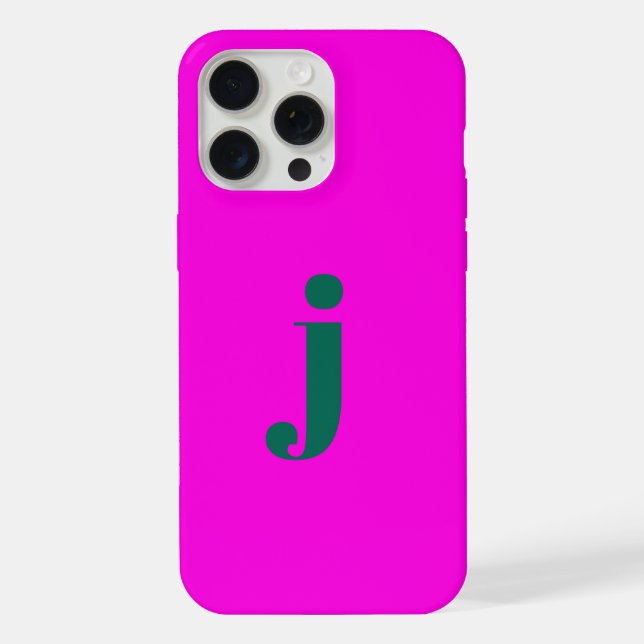 Initial Modern Simple Monogram Hot Pink  iPhone Case (Back)