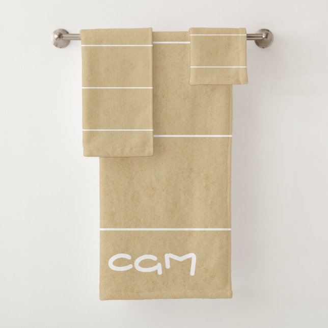 Initial modern style rustic wood background Brown  Bath Towel Set (Insitu)