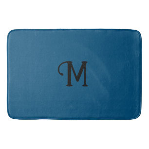 Initial Monogram Agate Blue Jewel Tone Solid Colou Bath Mat