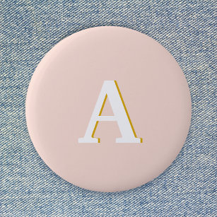 Initial Monogram Blush Pink Vintage Typography 6 Cm Round Badge