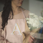 Initial Monogram Blush Pink Vintage Typography Apron<br><div class="desc">A simple minimalist initial design using a vintage retro typography in white with a gold shadow on a blush pink background. The letter can easily be customised to create your own monogram design!</div>