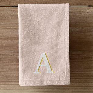 Initial Monogram Blush Pink Vintage Typography Hand Towel
