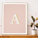 Initial Monogram Blush Pink Vintage Typography Poster<br><div class="desc">A simple minimalist initial design using a vintage retro typography in white with a gold shadow on a blush pink background. The letter can easily be customised to create your own monogram design!</div>